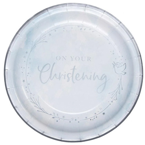 On Your Christening Blue Paper Plates (8)