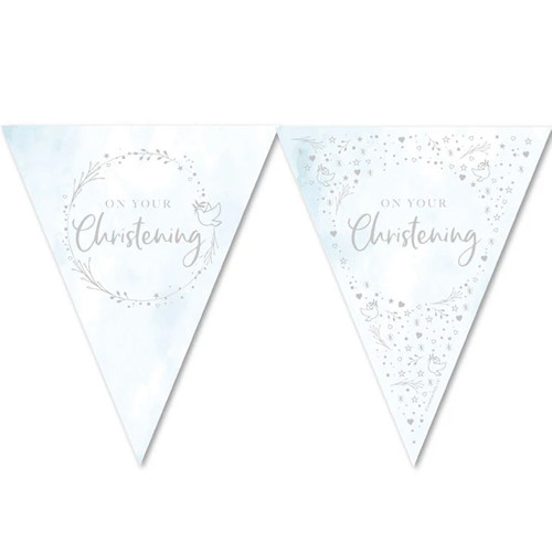 On Your Christening Blue Paper Bunting - 3.7m (1)