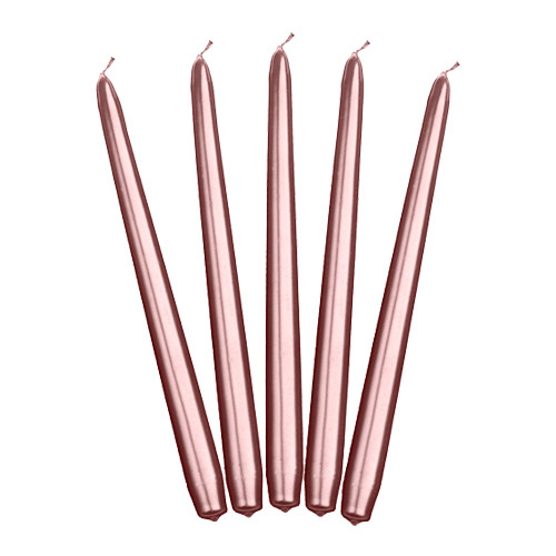 9 inch Metallic Rose Gold Taper Candles (10)