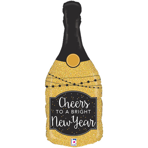 36 inch Glitter New Year Champagne Bottle Foil Balloon (1)