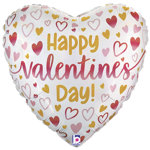 18 inch Valentine's Ombre Hearts Glittergraphic Foil Balloon (1)