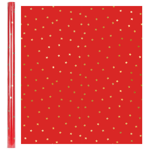 Red & Gold Stars Wrapping Paper - 70cm x 2m (1)