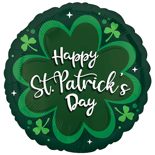 18 inch St. Patrick's Day Green Clovers Foil Balloon (1)