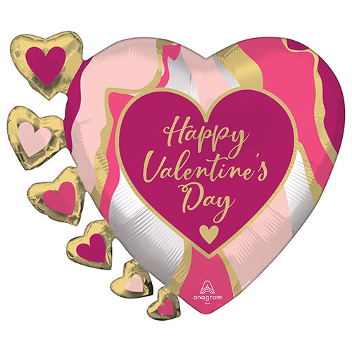 24 inch Valentine's Marble Abstract Satin Heart Foil Balloon (1)