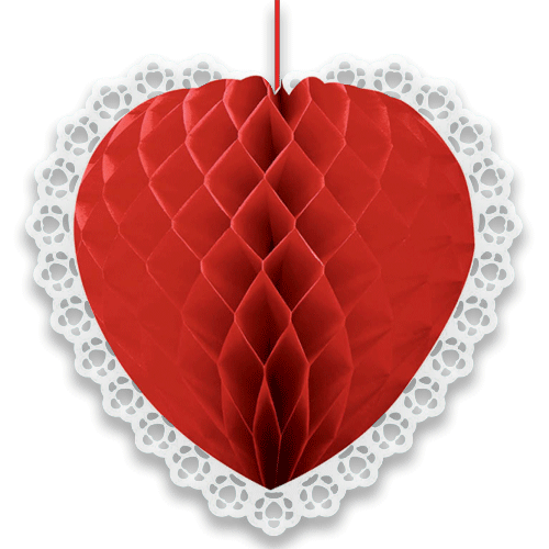 Red Honeycomb Heart Hanging Decoration (1)