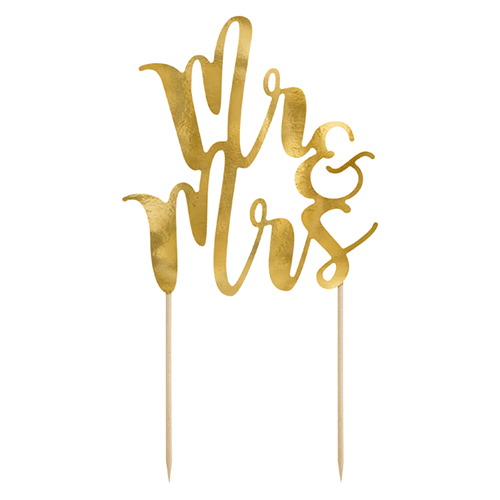 Mirror Gold Mr & Mrs Cake Topper (1)