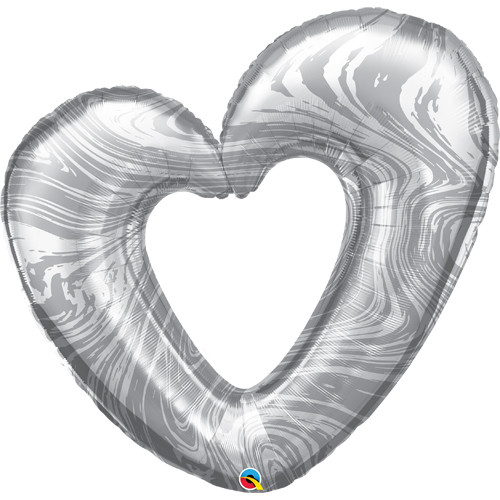 42 inch Silver Marble Heart Foil Balloon (1)