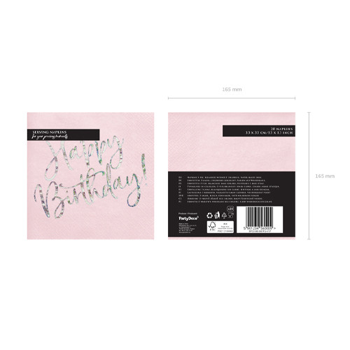 Happy Birthday Powder Pink Paper Napkins (20)