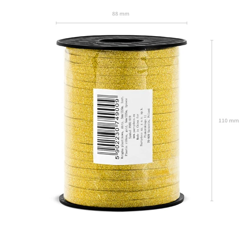 Gold Glitter Ribbon - 225m Spool (1)