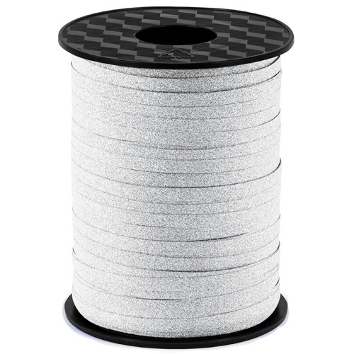 Silver Glitter Ribbon - 225m Spool (1)