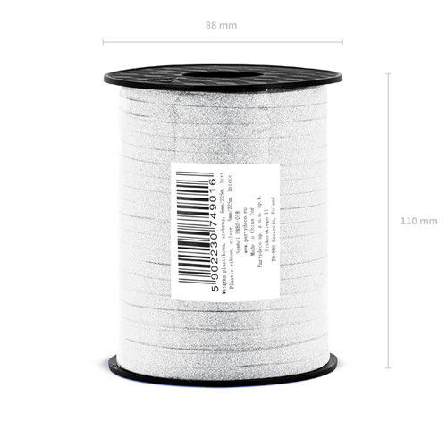 Silver Glitter Ribbon - 225m Spool (1)