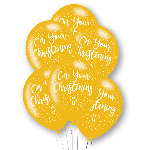 11 inch On Your Christening Gold Latex Balloons (6)