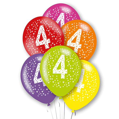 11 inch Rainbow Age 4 Latex Balloons (6) 11 inch Rainbow Age 4 Latex Balloons (6)