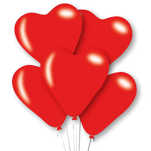 11 inch Red Heart Latex Balloons (5)
