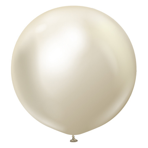 24" Mirror White Gold Kalisan Latex Balloons (2)