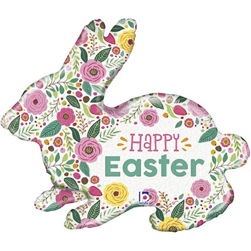 32 inch Happy Easter Spring Flowers Bunny Foil Balloon (1)