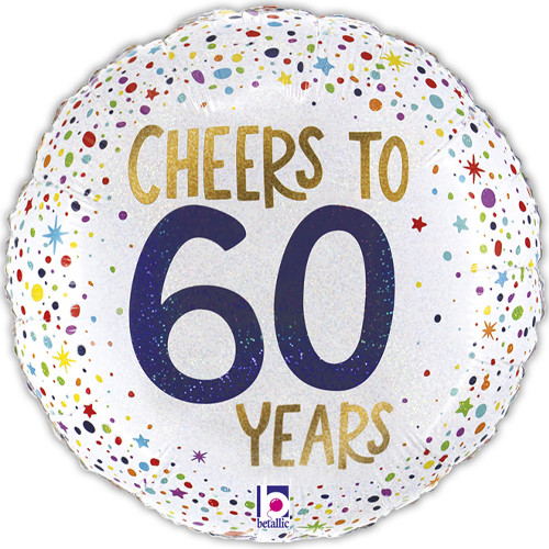 18 inch Cheers To 60 Years Glittergraphic Round Foil Balloon (1)