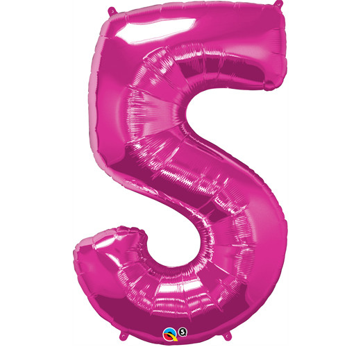 34 inch Magenta Number 5 Foil Balloon (1)