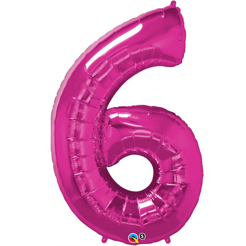 34 inch Magenta Number 6 Foil Balloon (1)