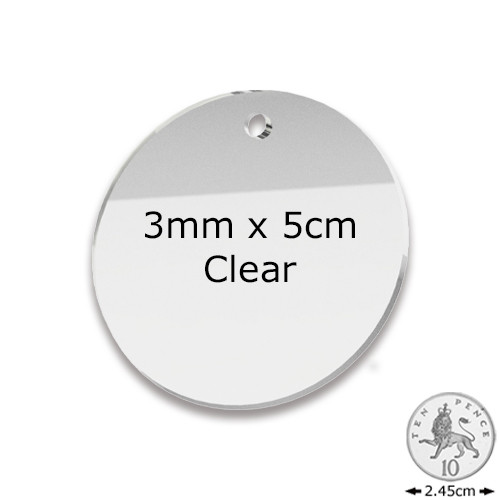 Clear Acrylic Keyring Disc - 3mm x 5cm (1 hole) (1)