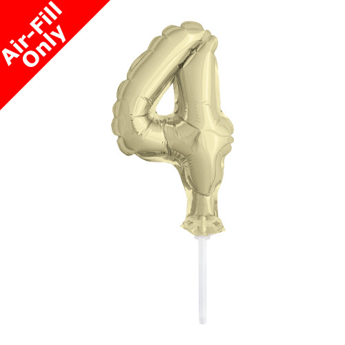 5 inch White Gold Number 4 Balloon Cake Topper (1)