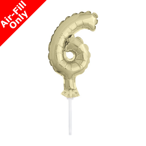 5 inch White Gold Number 6 Balloon Cake Topper (1)