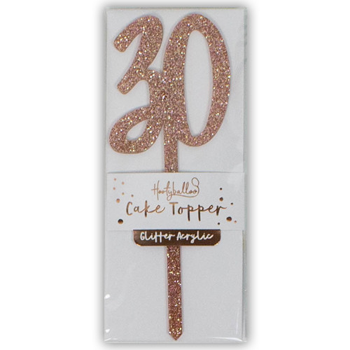 Rose Gold Glitter Number 30 Cake Topper (1)