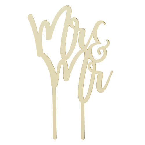 Mr & Mr Gold Mirror Acrylic Cake Topper (1)