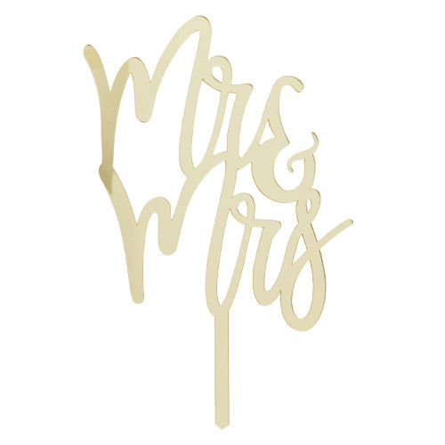 Mr & Mrs Gold Mirror Acrylic Cake Topper (1)