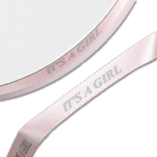 It's a Girl Pale Pink & Silver Ribbon - 6mm x 25m (1)