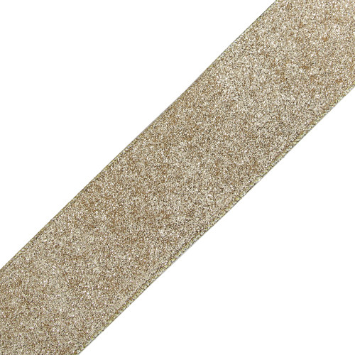 Light Gold Sparkle Wired Edge Ribbon - 63mm x 9.1m (1)