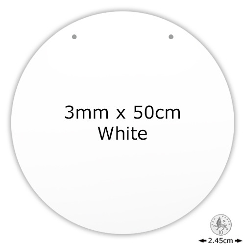 White Acrylic Disc - 3mm x 50cm (2 holes) (1)