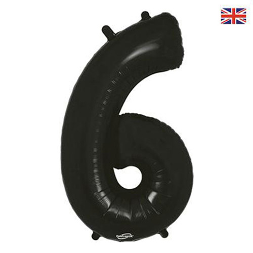 34 inch Oaktree Black Number 6 Foil Balloon (1)