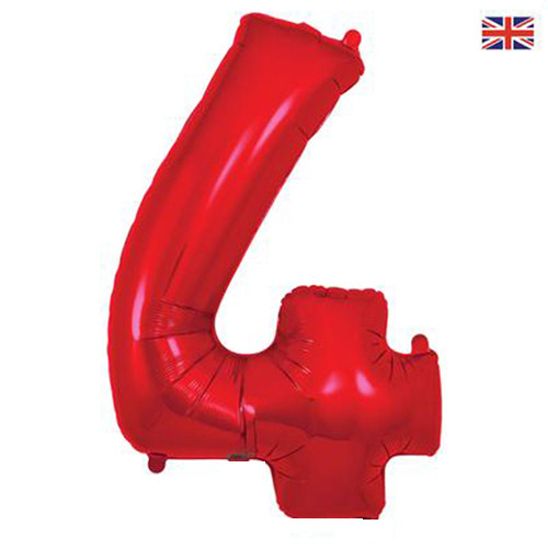 34 inch Oaktree Red Number 4 Foil Balloon (1)