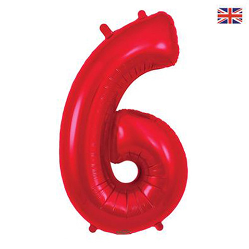 34 inch Oaktree Red Number 6 Foil Balloon (1)