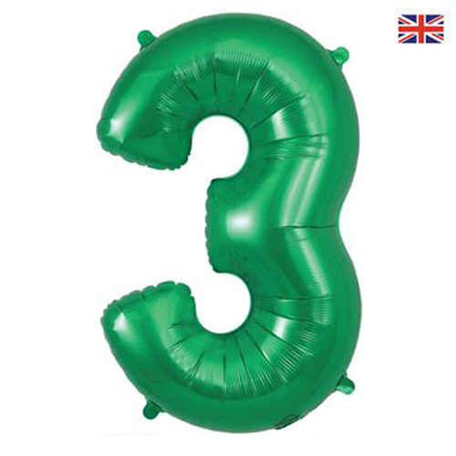 34 inch Oaktree Green Number 3 Foil Balloon (1)