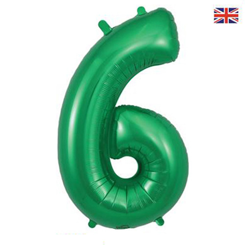 34 inch Oaktree Green Number 6 Foil Balloon (1)
