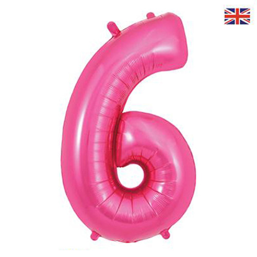 34 inch Oaktree Pink Number 6 Foil Balloon (1)