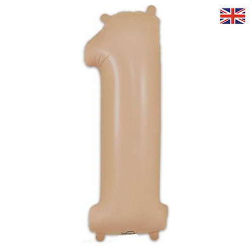 34 inch Oaktree Matte Nude Number 1 Foil Balloon (1)