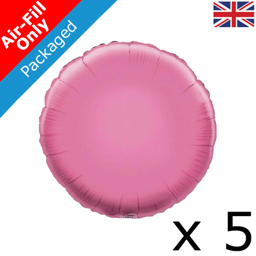 9" Pink Round Foil Balloons (5) - PACKAGED