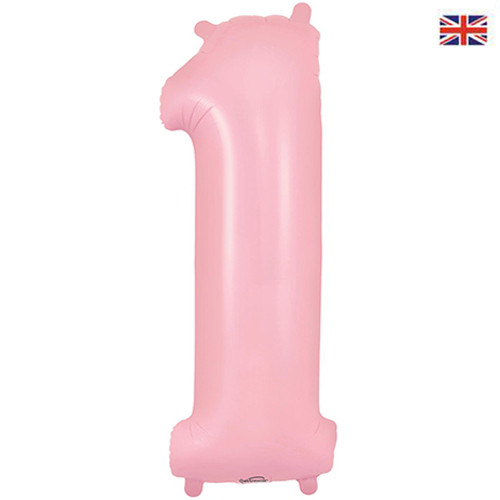 34 inch Pastel Matte Pink Number 1 Foil Balloon (1)