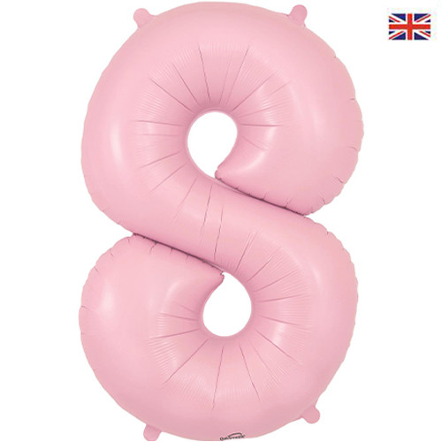 34 inch Pastel Matte Pink Number 8 Foil Balloon (1)