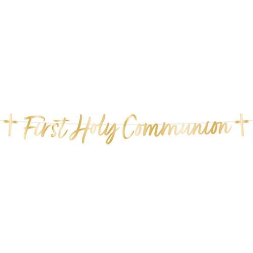 First Holy Communion Golden Letter Paper Banner - 1.6m (1)