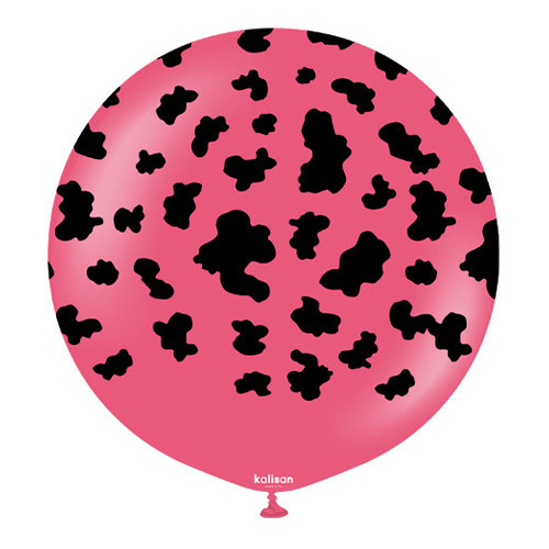 24 inch Cow Print Fuchsia Kalisan Latex Balloon (1)