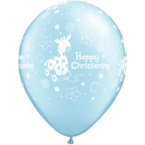 11 inch Pearl Light Blue Christening Soft Giraffe Balloons (25)