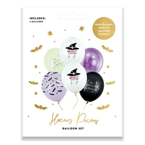 12 inch Hocus Pocus Witch Assorted Latex Balloons (6)