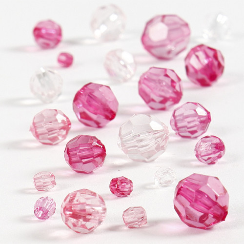 Pink Mix Acrylic Faceted Beads - 45g (1)