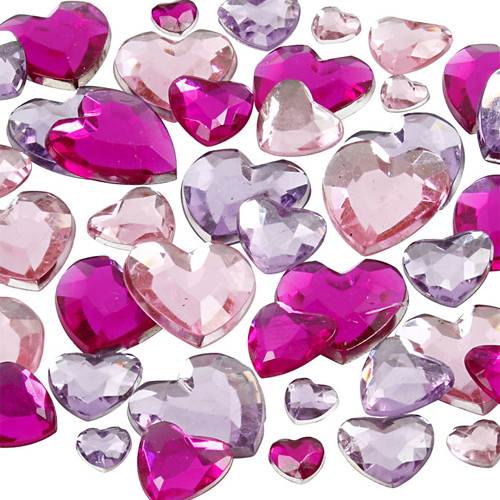 Pink & Purple Assorted Heart Decorative Rhinestones (1)