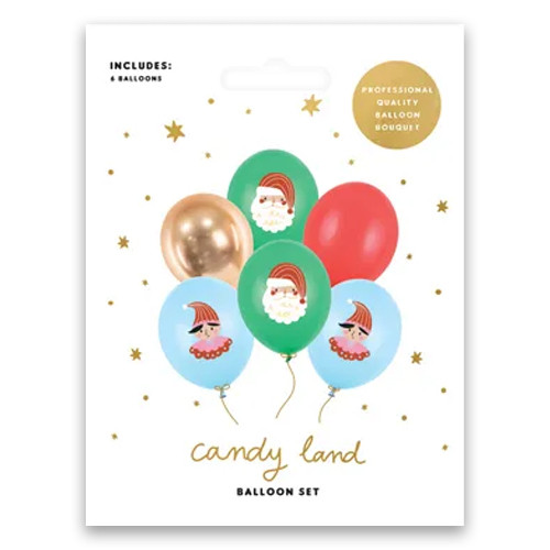 12 inch Christmas Candy Land Assorted Latex Balloons (6)