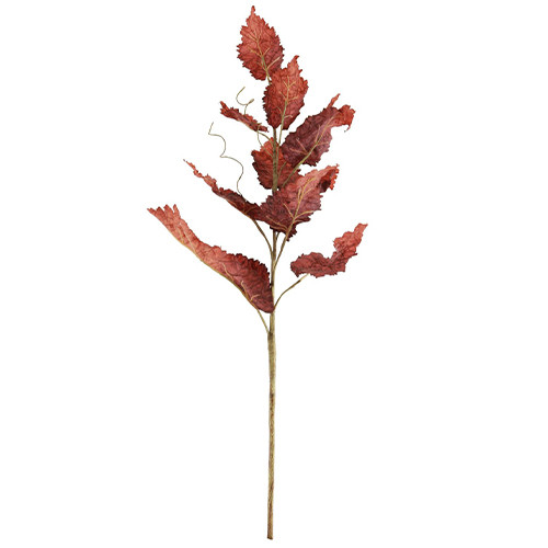 77cm Dried Touch Artificial Burnt Red Fall Leaf Branch (1)